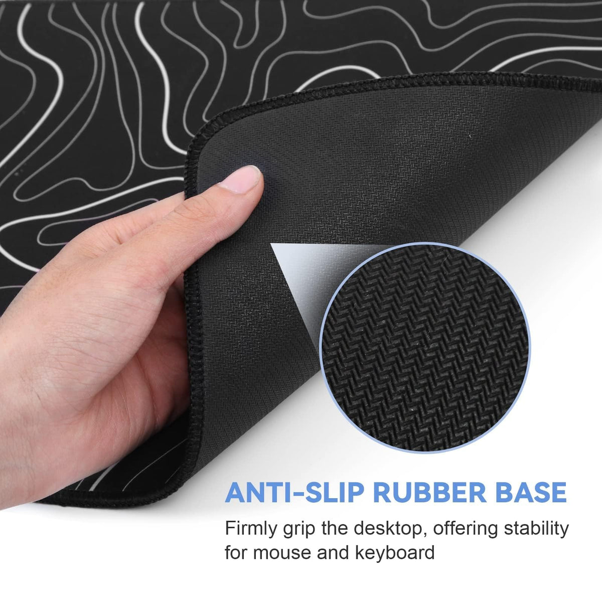 Rcege Large Gaming Mouse Pad Extended Desk Mat with Non Slip Stitched Edge