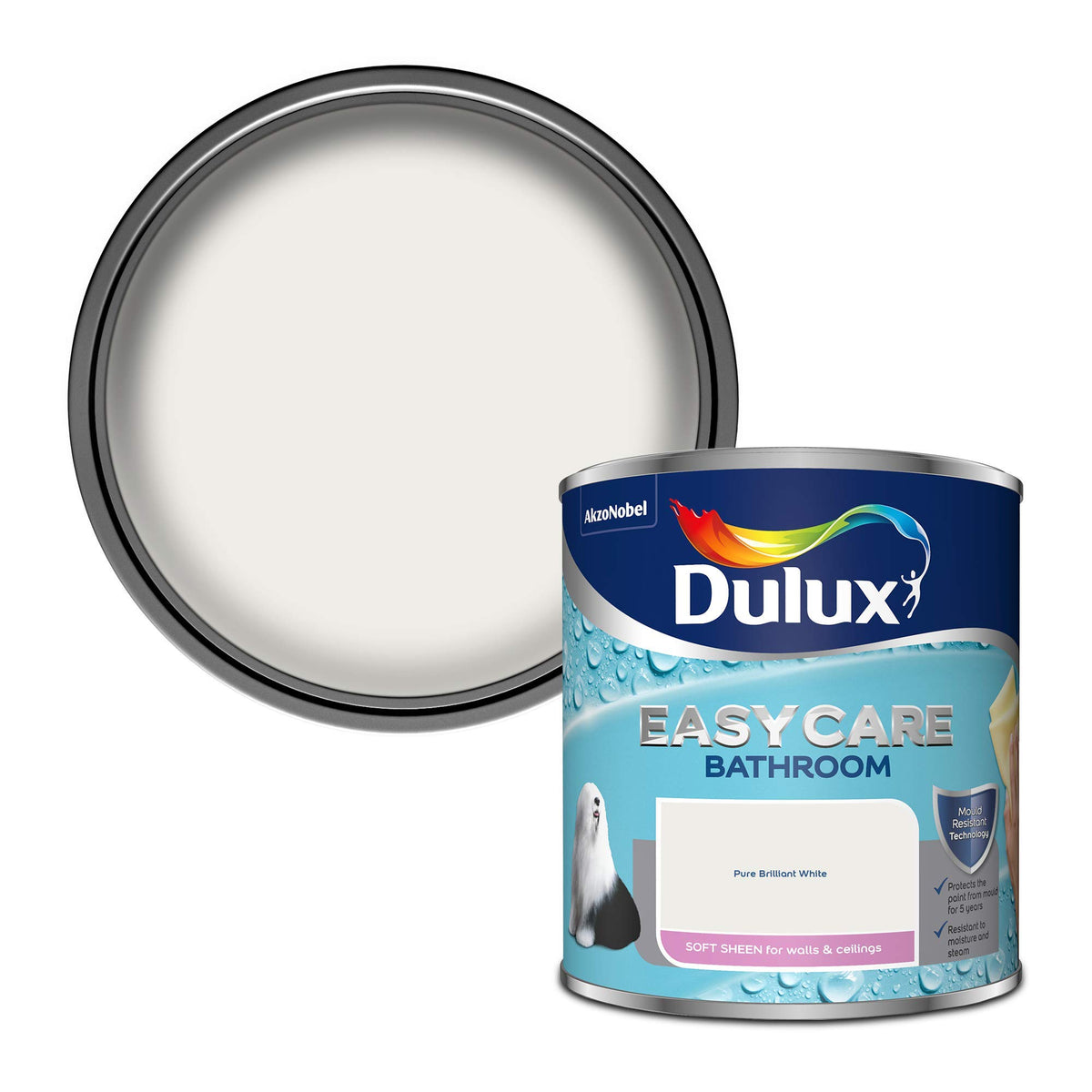 Dulux 5275836 Easycare Bathroom Soft Sheen Emulsion Paint For Walls And Ceilings - Mossy Stone 2.5L