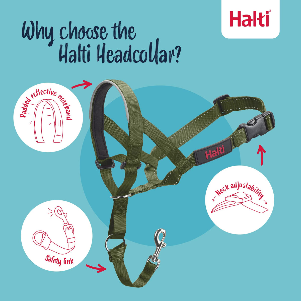 Halti Headcollar for Dogs | Size 3, Black