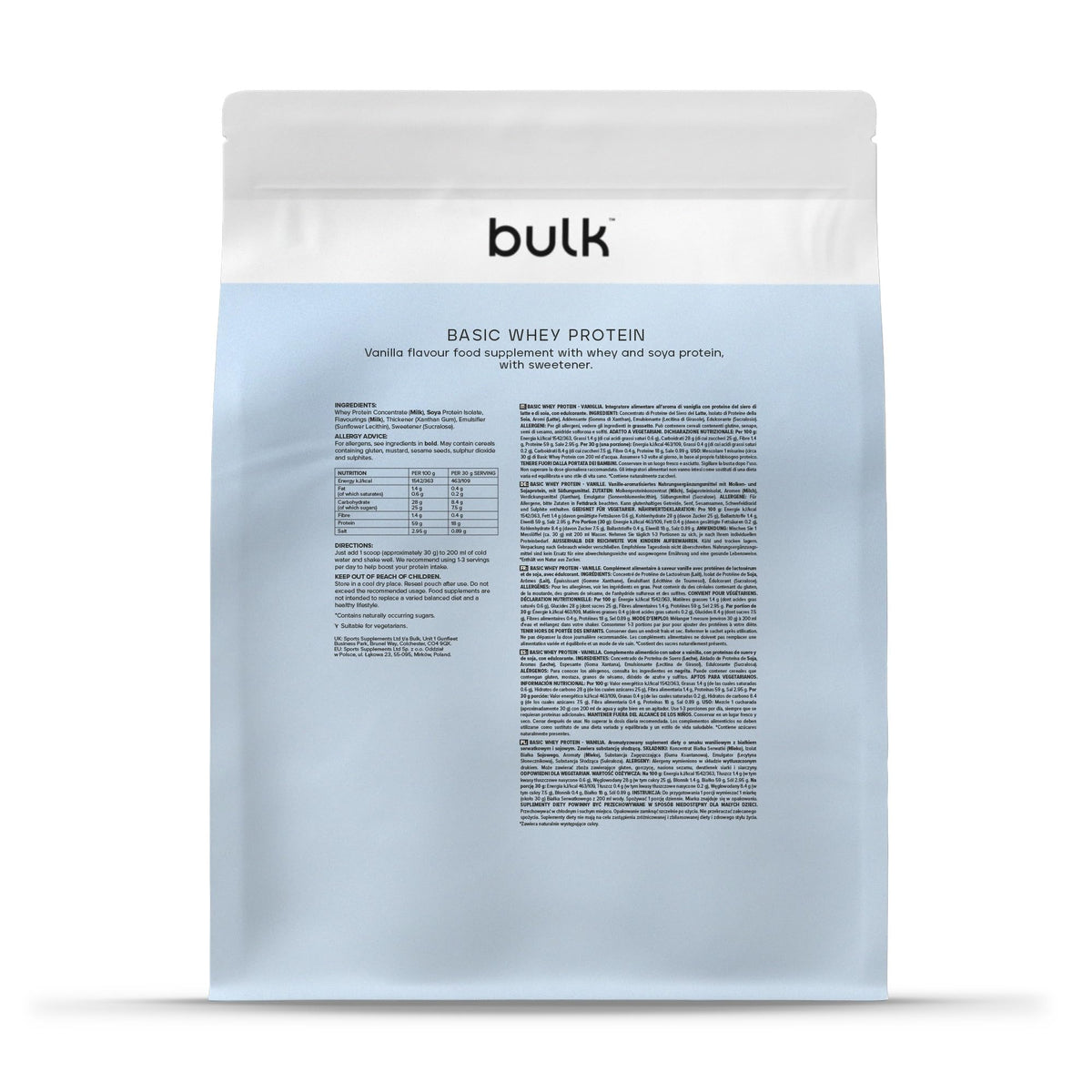 Bulk Basic Whey Protein Powder | Chocolate | 1.25 kg | 41 Servings | Up to 18g Protein per Serving | Low Sugar | Fast Absorbing Formula | Gym Supplement Supports Muscle Growth & Recovery