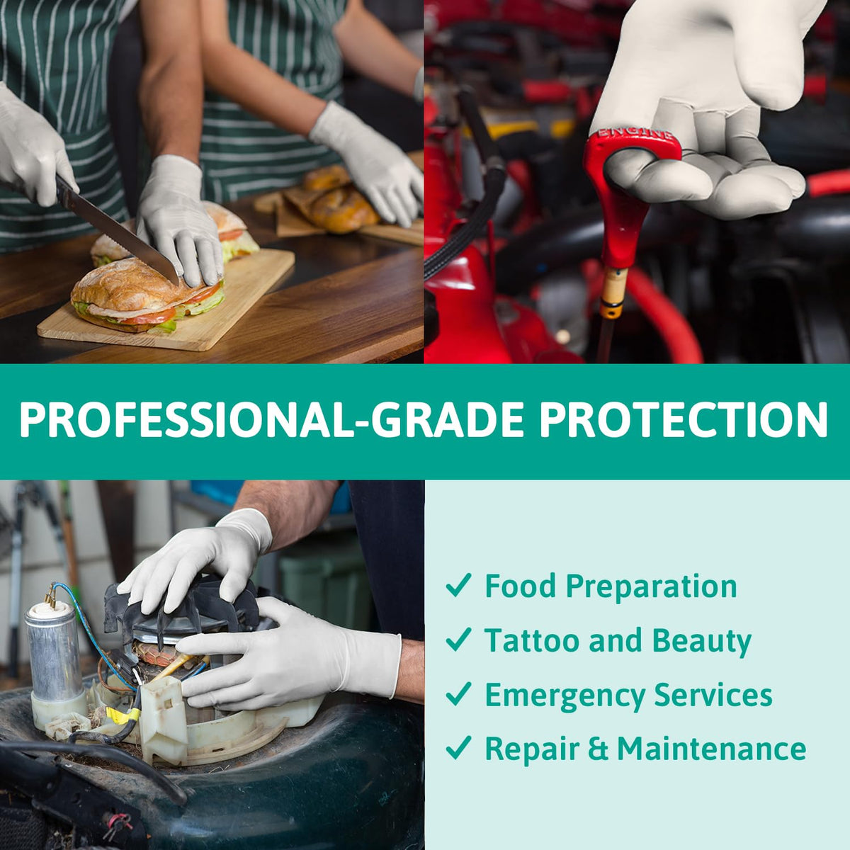 Ansell Microflex 93-732, Multipurpose Nitrile Disposable Gloves for Precise Handling and Mechanical Tasks, Latex Free, Powder-Free, Size M (100 Pieces)