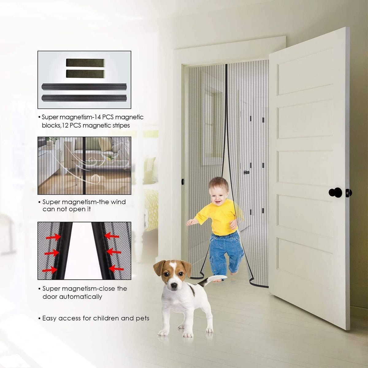 YRH Magnetic Fly Screen Door (90x210cm, Black)