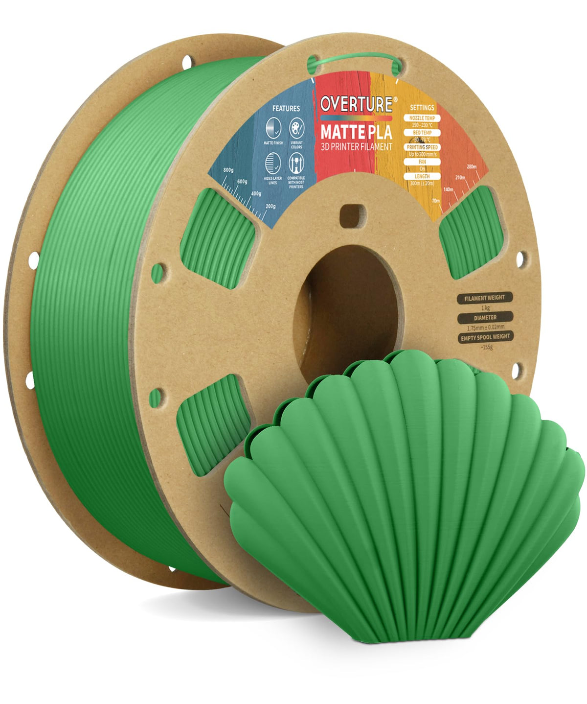 OVERTURE Matte PLA 3D Printer Filament 1.75mm, 1kg Light Brown