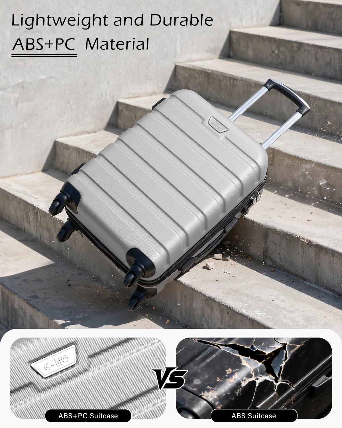 COOLIFE 28 Inch Large Suitcase, ABS+PC, Lightweight Hard Shell Luggage