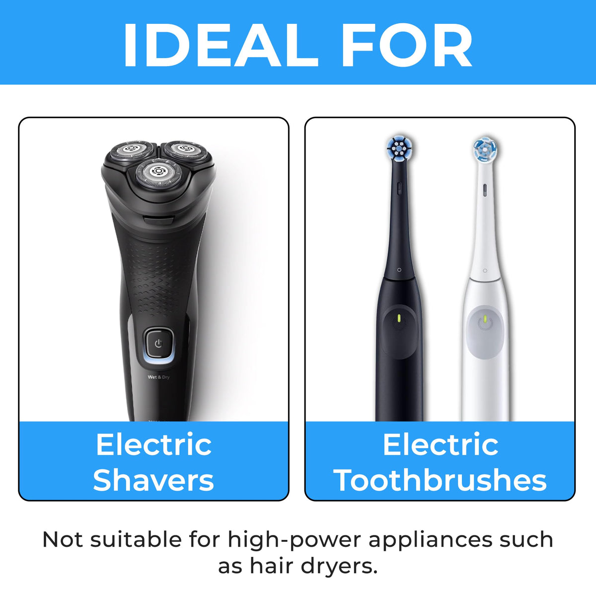 Double Dragon 2-Pack UK Electric Toothbrush & Shaver Plug Adapter | 2-Pin to 3-Pin Bathroom Converter | Supports UK EU Round & US Flat 2-Pin Plugs | 1A Fused | Compatible with Oral-B, Braun, Philips