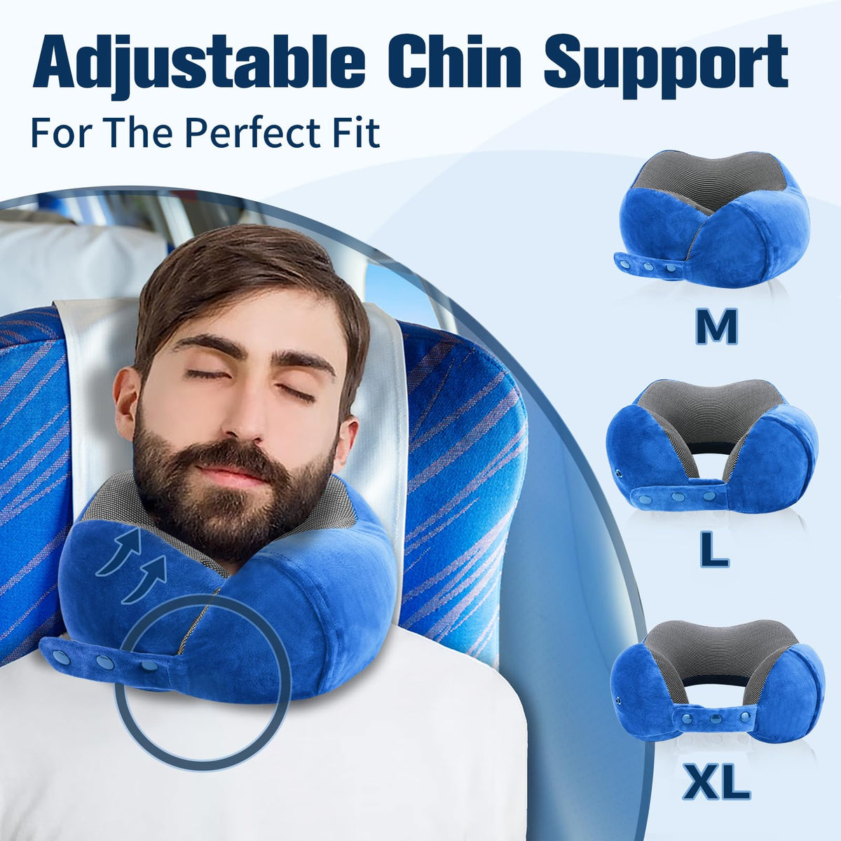Cirorld Travel Pillow for Airplane, Neck Pillow for Travel, Memory Foam Travel Neck Pillow for Adults, Adjustable & Compact Flight Pillow, Ergonomic Neck Cushion, With Ear Plugs, Eye Mask, Carry Bag