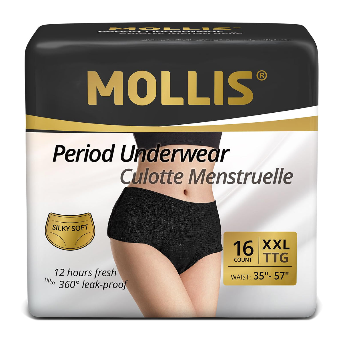 MOLLIS Disposable Period Pants Heavy Flow, Postpartum Underwear L/XL 8 Ct