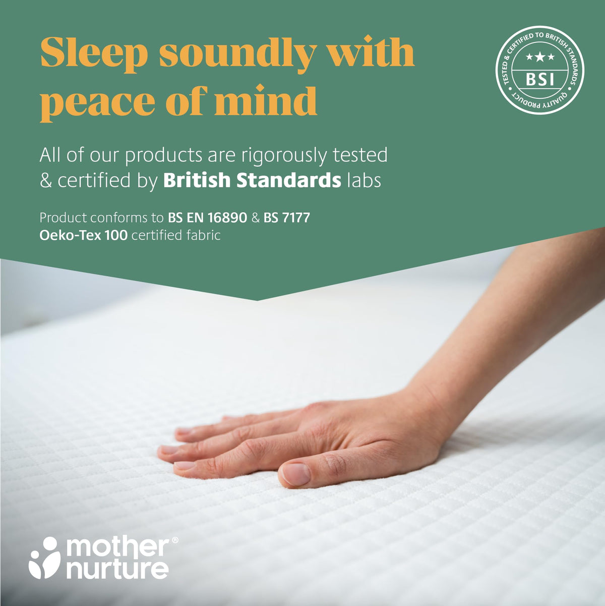 Mother Nurture Classic Eco Fibre Cot Bed Mattress - Hypoallergenic Easy Clean Quilted Cover, Reversible, Water Resistant, Baby Cot Mattress, Firm & Supportive, White, BSI Tested - Size 140x70 x10cm