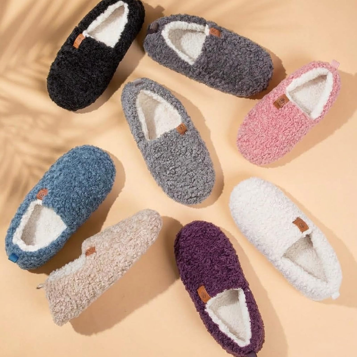 EverFoams Women's Fuzzy Full Slippers Faux Shearling Memory Foam