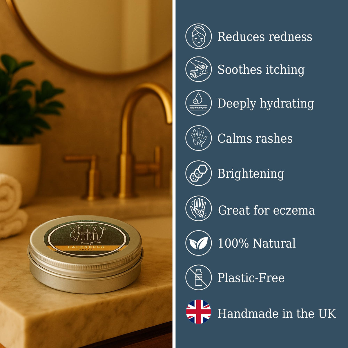 The Ilex Wood - Herbal Salve Gift Set - 100% Natural Handmade, Cruelty & Plastic Free. Skin irritation, scrapes, bites, stings soothes rashes, itching, dry skin, eczema, chapped hands. 3 x 100ml