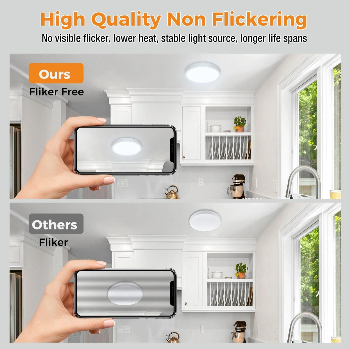 slochi Bathroom Light, 3000K/4000K/6500K 3 Color Temperature, Waterproof, Round, Modern, Flush Ceiling Light for Bathroom, Kitchen, Bedroom, Hallway and MoreØ18CM(Gold)