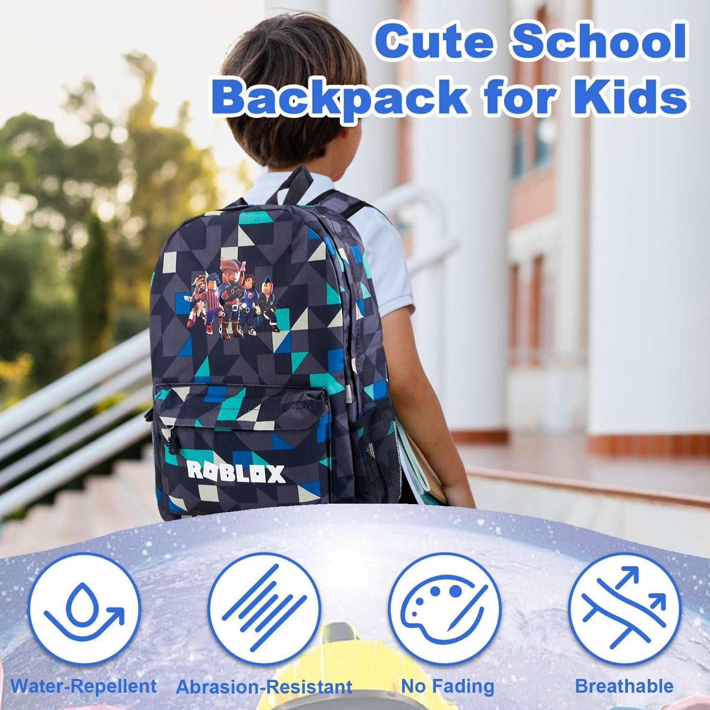 yumcute De-mn Backpack Kids, Teen Game School Bags, Children Primary Schoolbag, Children's School Backpack, 17 Inch Large Capacity Travel Rucksack Waterproof Boys Girls Book Bags for Aged 3-12 Years