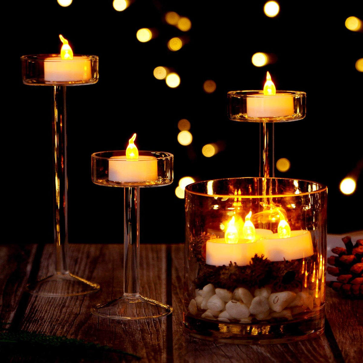 Jialine12 Pack Realistic and Bright Flickering Battery Operated Flameless LED Tea Lights Candles, 200+ tealights Electric Fake Candles for Halloween Weddings Festivals Decoration in Warm Yellow