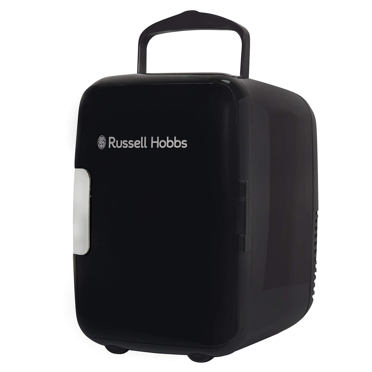 Russell Hobbs RH4CLR1001 4L/6 Can Portable Mini Cooler & Warmer for Drinks, Cosmetics/Makeup/Skincare, AC/DC Power, Retro Style, White, For Bedroom, Home, Caravan, Car