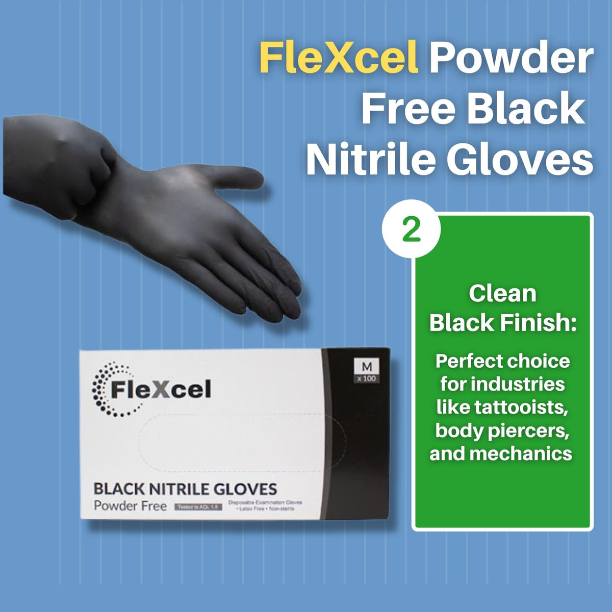 Powder Free Nitrile Gloves - Medical-Grade, Latex-Free, Food Safe (Box of 100)