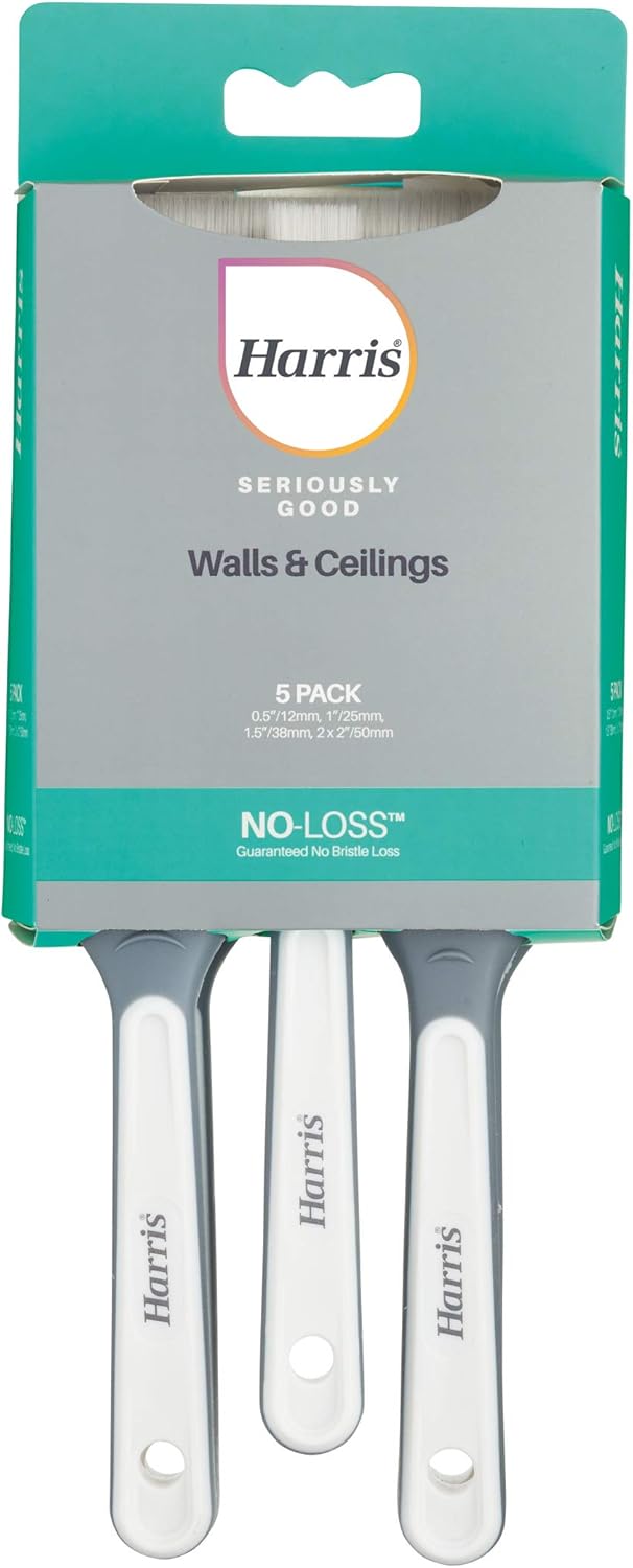 Harris Seriously Good Paintbrush Set, 5 Brush Pack, 1 x 0.5, 1 x 1, 1 x 1.5, 2 x 2 Paint Brushes