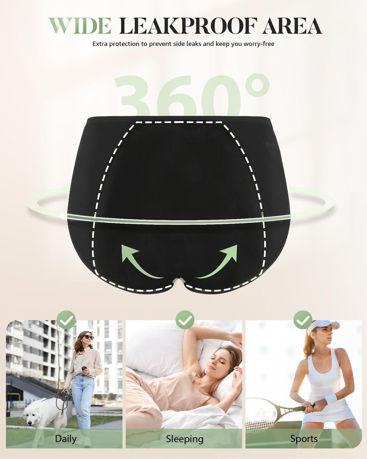 TANSTC Period Pants for Women, Heavy Flow Leakproof Menstrual Knickers
