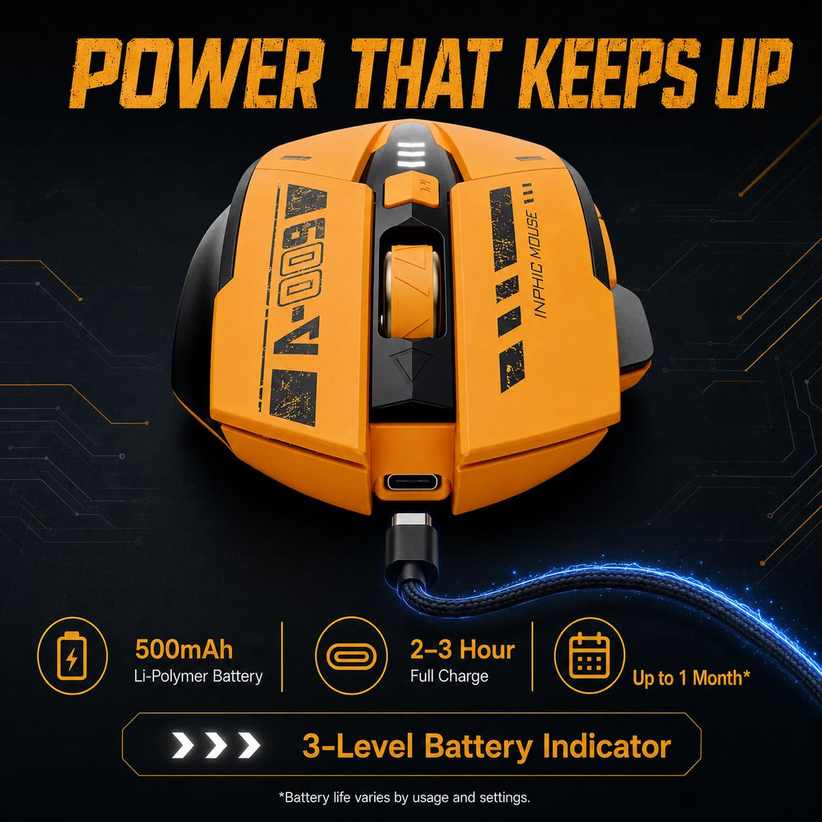 INPHIC A9 V2 Explorer Wireless Gaming Mouse, 12800 DPI Silent Mouse