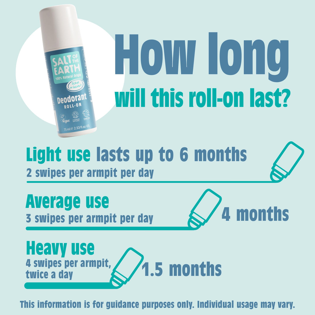 Salt of the Earth Natural Deodorant Roll On - Lavender & Vanilla - 75ml