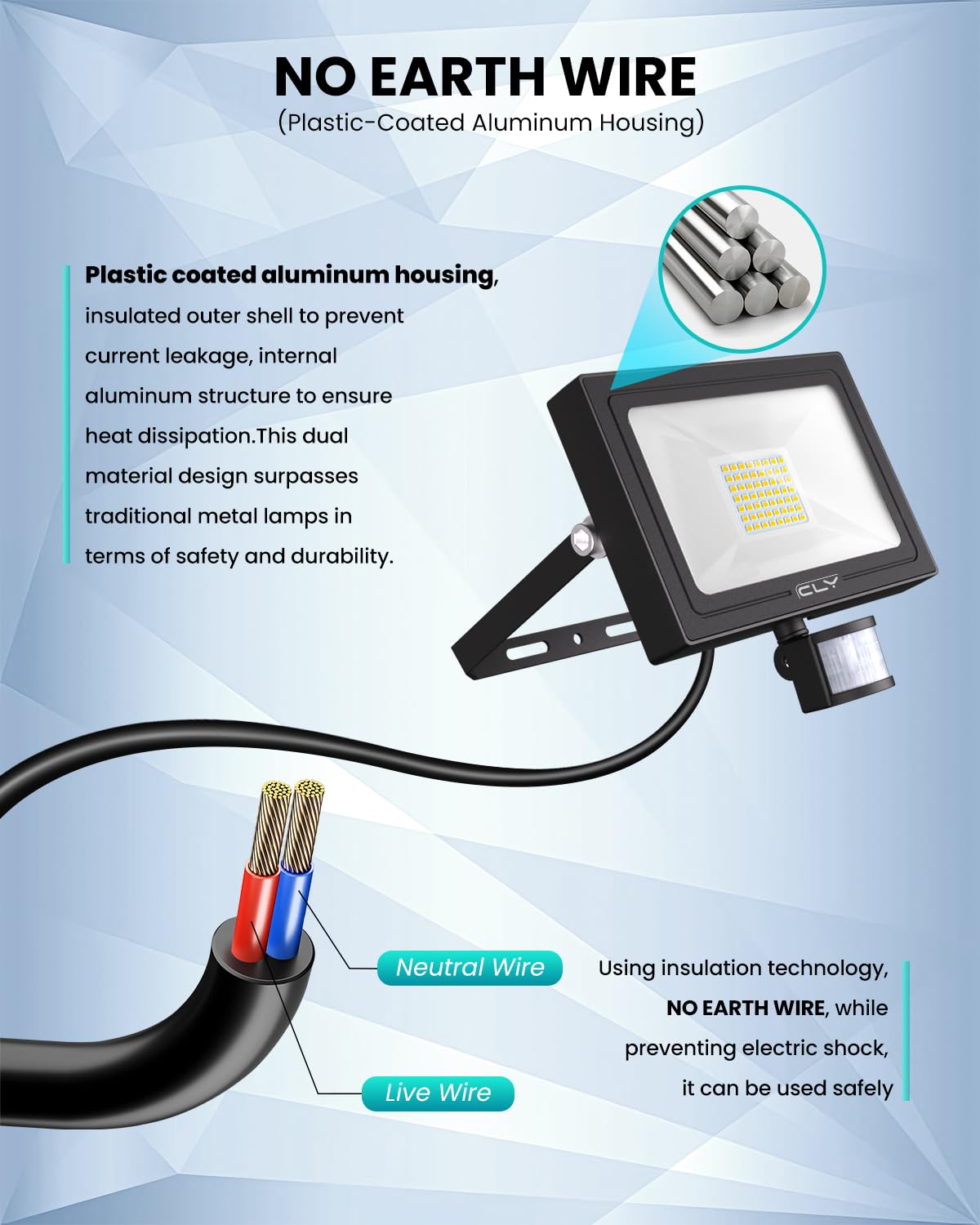 CLY Security Lights Outdoor Motion Sensor 30W PIR Sensor Light 2820LM 6500K