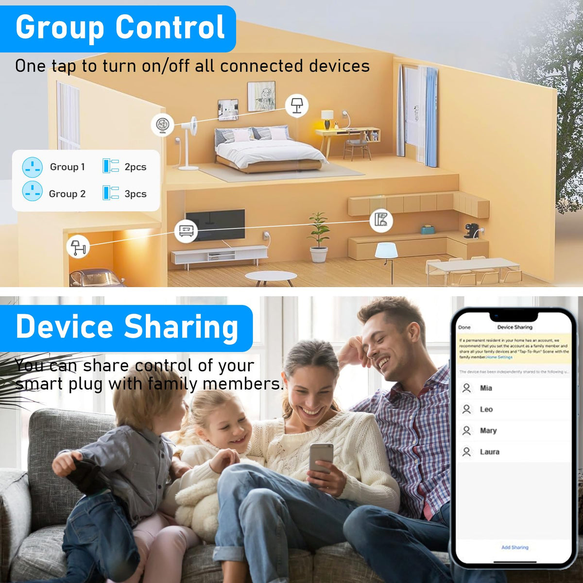 Smart Plug, TVLIVE 2 Pack Smart Plugs that Work with Alexa (Echo, Echo Dot), Google Home Voice Control, Energy Monitoring, Remote Control, Timer & Schedule, smart wifi plug socket UK, No Hub Required