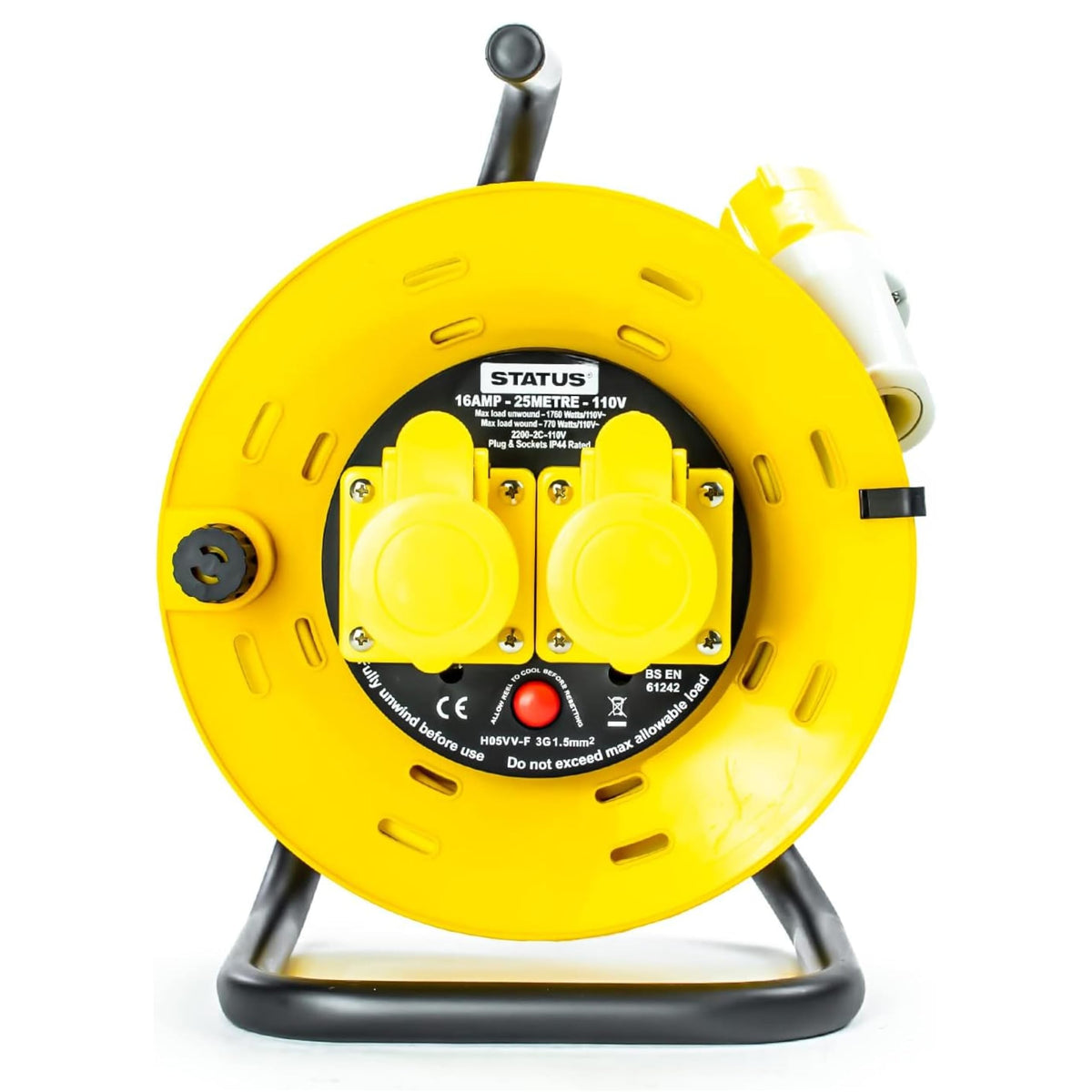 IONOS 2 Socket Cable Reel, 10m Outdoor Garden Extension Lead, DIY