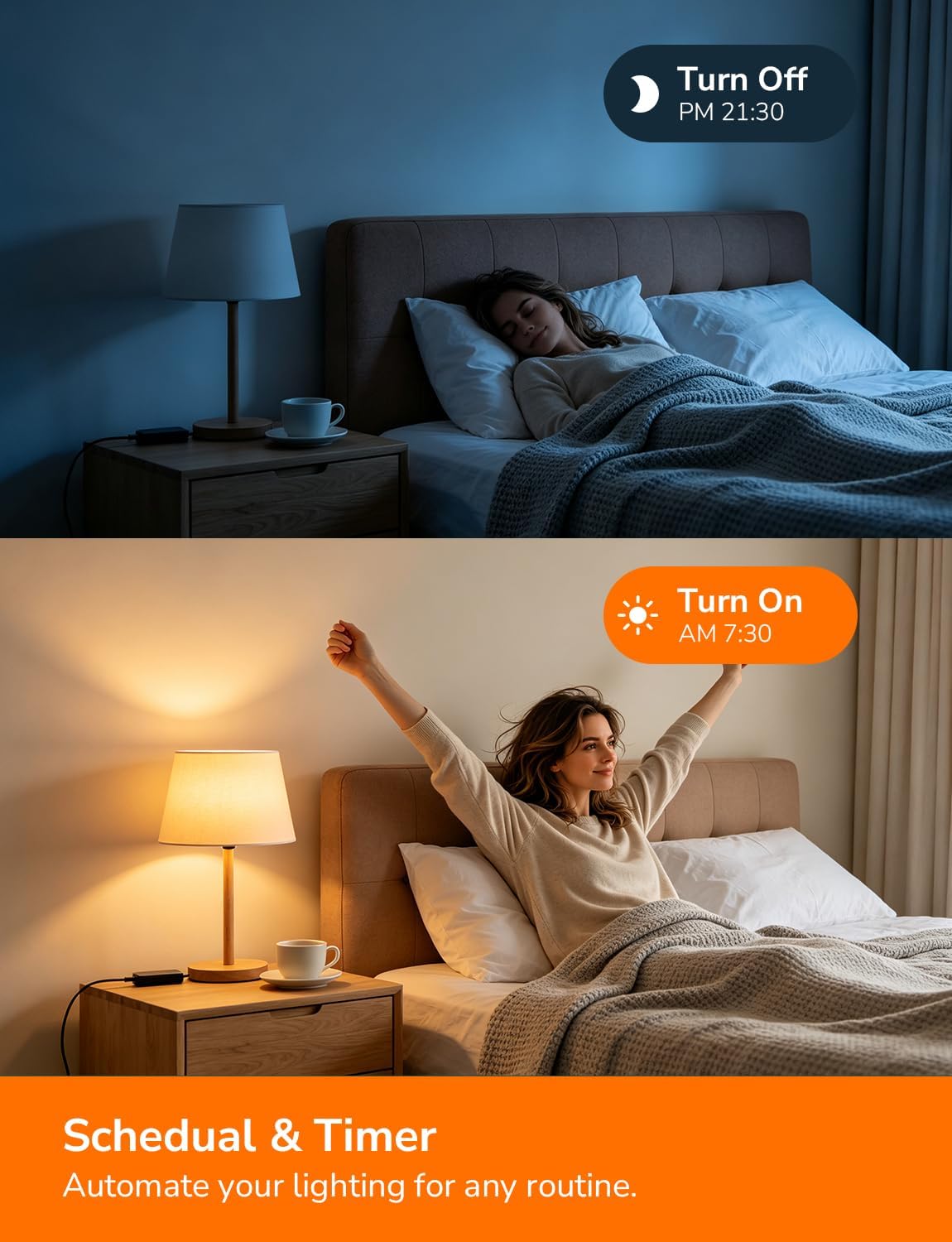 Lepro E27 Smart Bulbs, 806lm 8.5W, RGB Colour Changing, AI Lighting, 2 Pack