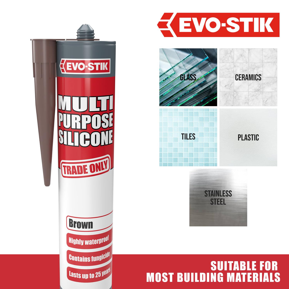 EVO-STIK Multipurpose Silicone Sealant Clear - Waterproof - Mould Resistant