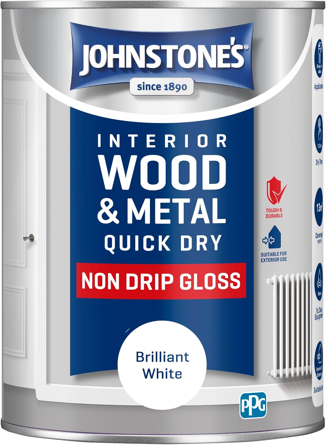 Johnstone's - Gloss Wood & Metal Paint - Brilliant White - 1.25L