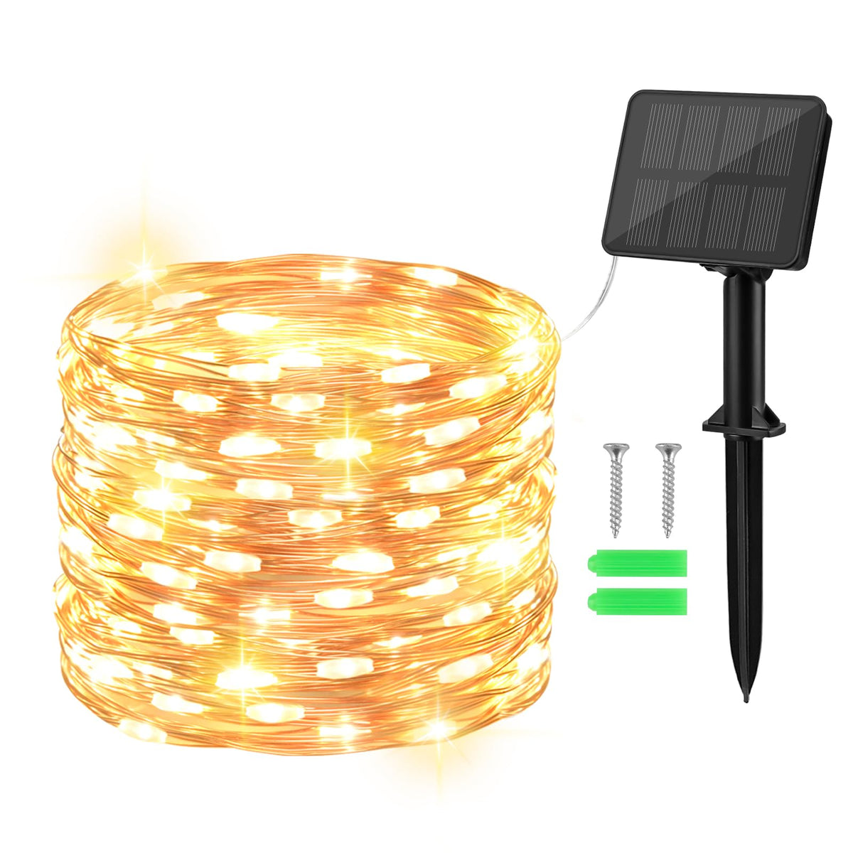 Gcstnn Garden Solar Lights Outdoor, 5M 50 LED Solar Fairy Lights, Copper Wire 8 Modes Waterproof String Lights for Yard, Christmas Tree, Bedroom, Gate, Indoor/Outside Decorations(Orange)