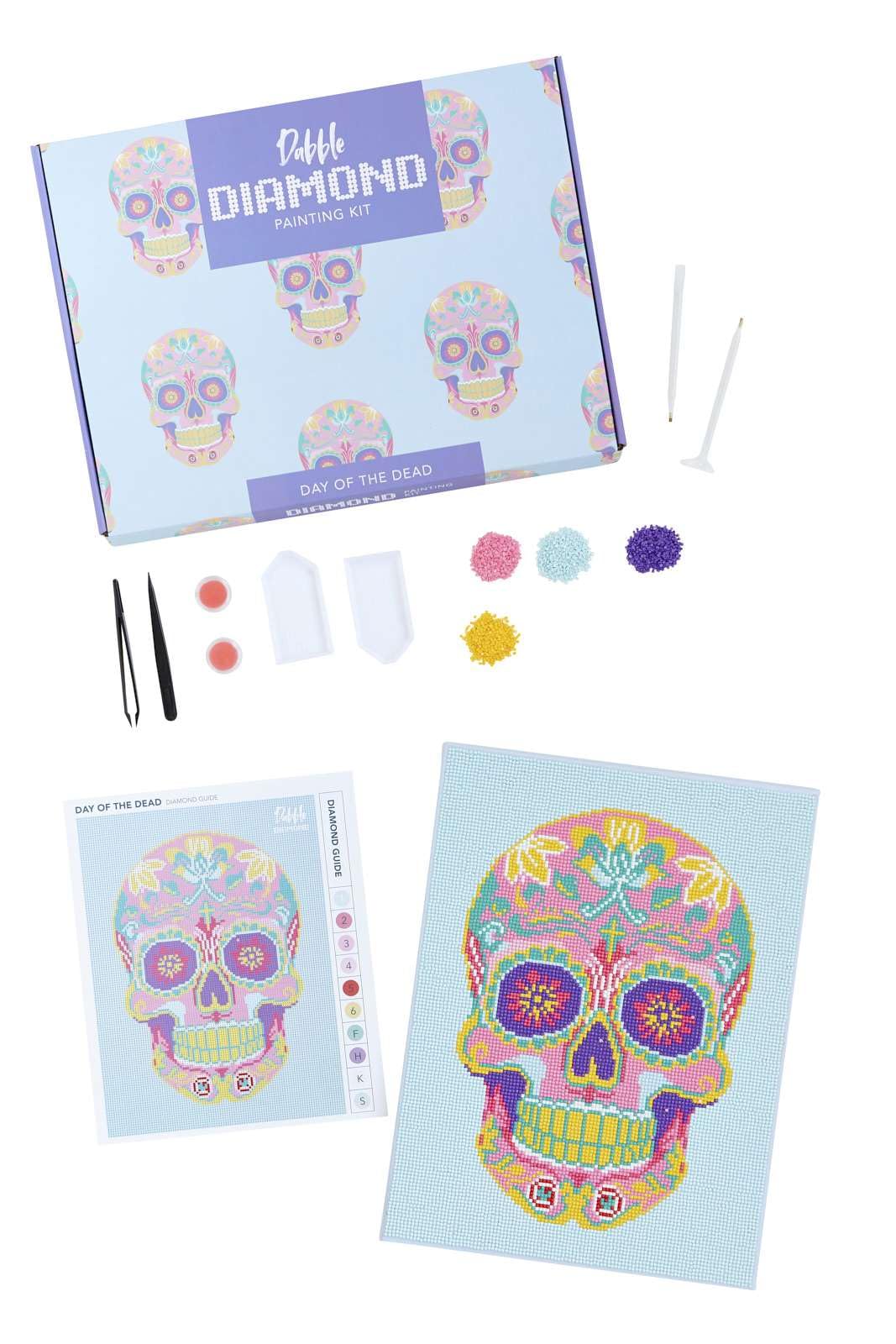 Dabble Diamond Painting Kits – Set of 3 Full Diamond Painting Kits for Adults with Canvas Frame, Crystal Diamond Art