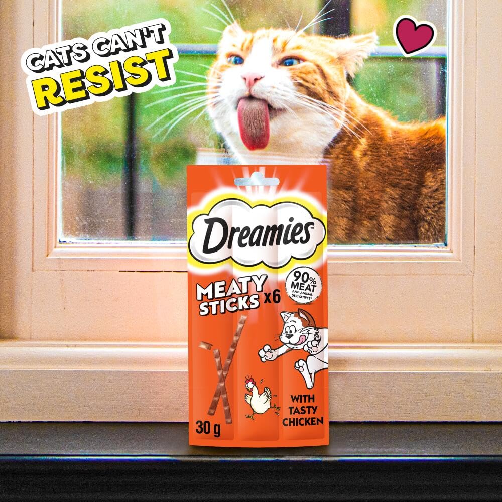 Dreamies Meaty Sticks 84-Piece, Cat Treats Tasty Snacks with Delicious Salmon, Pack of 14 x (30 g)