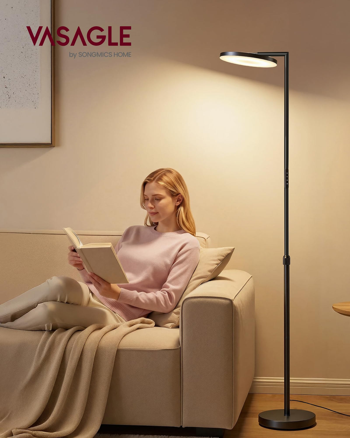 VASAGLE LUSIA LED Floor Lamp, Uplighter, Reading Light, 38.5x23.5x176cm