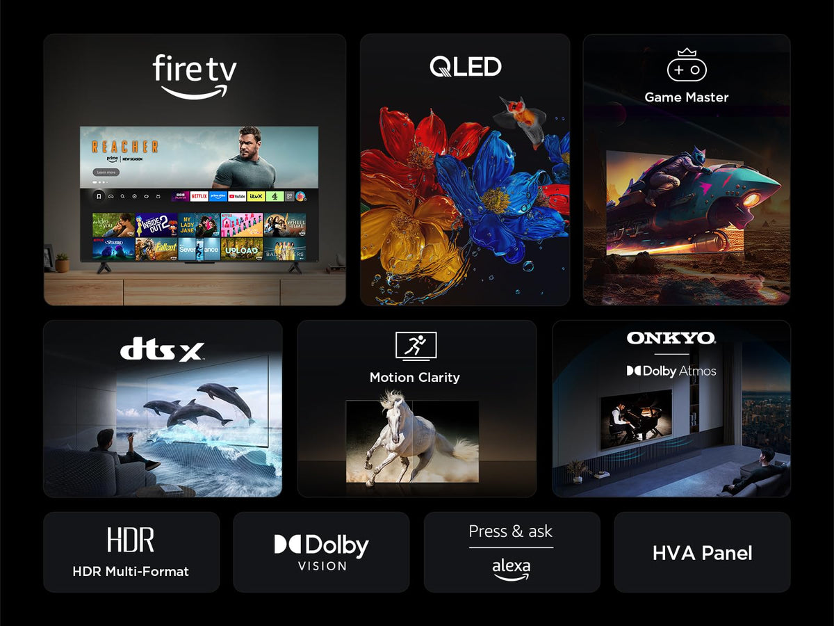 TCL 43T6C-UK 43 Inch QLED 4K HDR TV, Fire TV (Smart TV with Dolby Vision & Atmos, HDR10+, Press & Ask Alexa