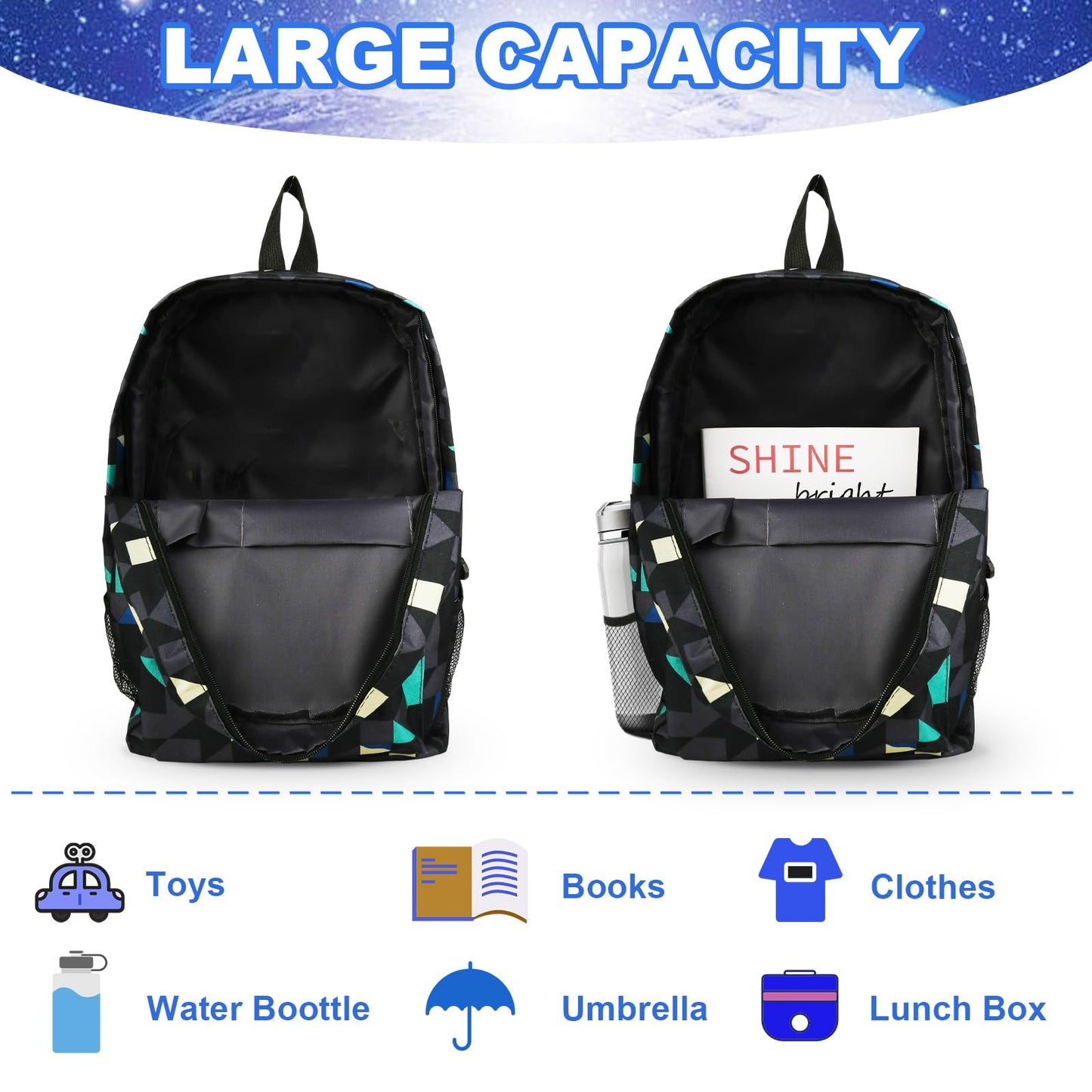 yumcute De-mn Backpack Kids, Teen Game School Bags, Children Primary Schoolbag, Children's School Backpack, 17 Inch Large Capacity Travel Rucksack Waterproof Boys Girls Book Bags for Aged 3-12 Years