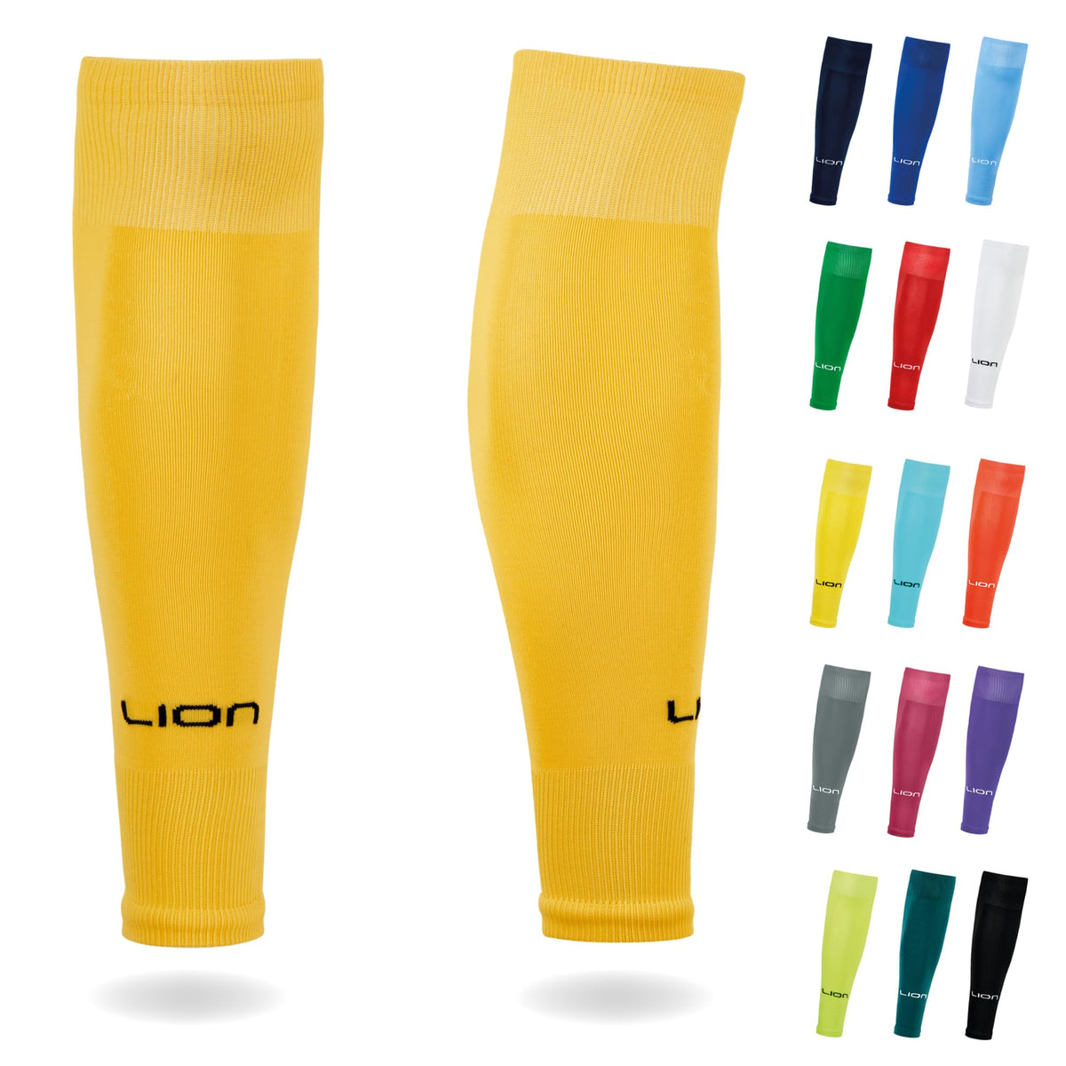 LION SPORTSWEAR Football Sock Sleeves To Accompany Grip Socks - Fits Over Calf/Shin Pads - Variety Of Colors To Match Your Team Kit