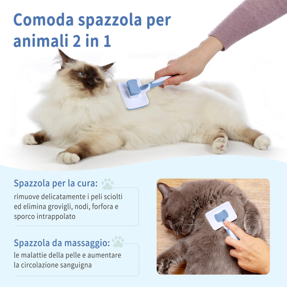 Vinabo Cat Dog Comb Brush, Cat Brush Grooming Comb, Self Cleaning Slicker Brushes, Pet Grooming Tool with Cleaning Button for Dog Shedding Tools