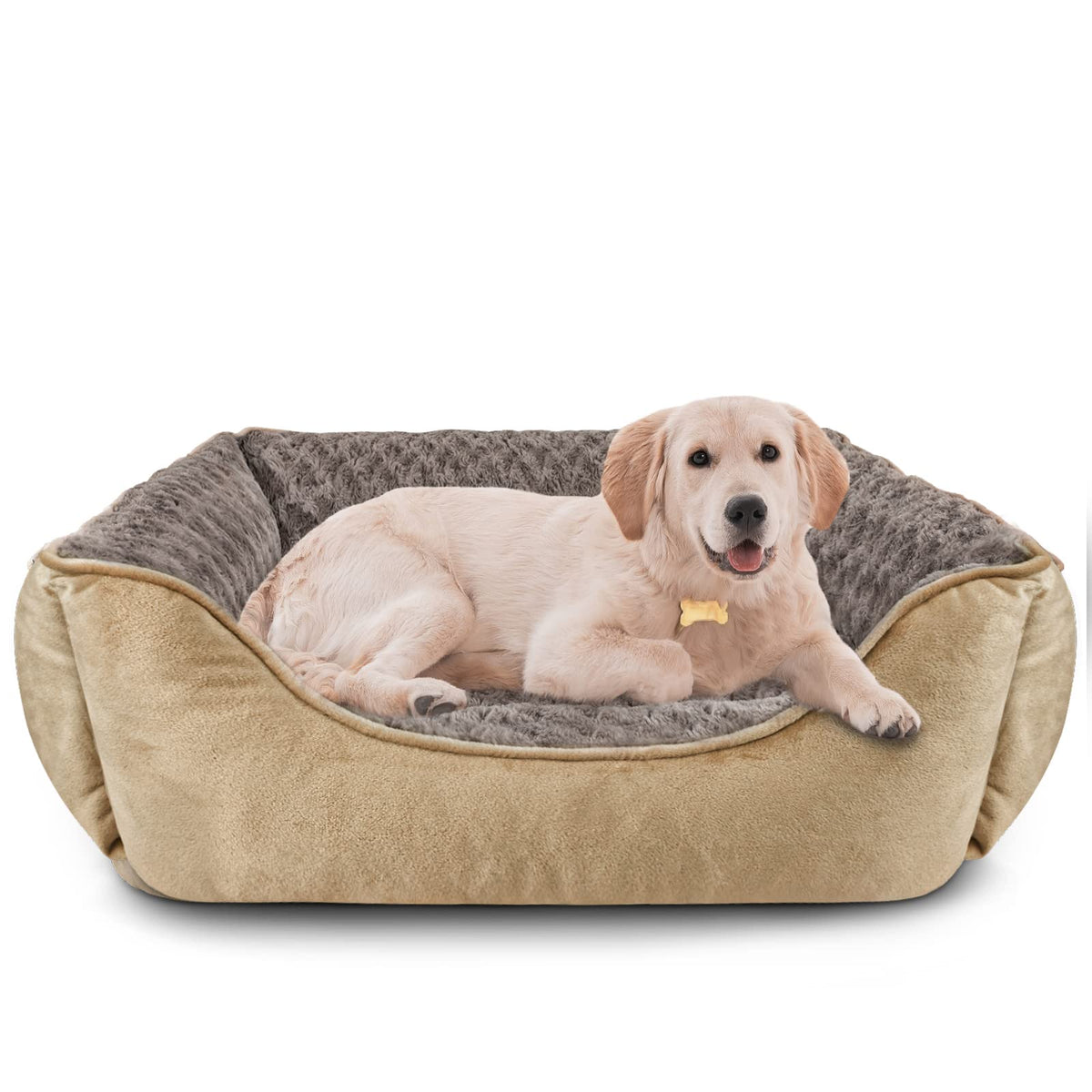 JOEJOY Dog Bed Medium - Washable Rectangle Dog Beds, Anti-Anxiety, Soft Plush Non-Slip Bottom Pet Bed - Small | Medium | Large Size Mattress Mat, Grey