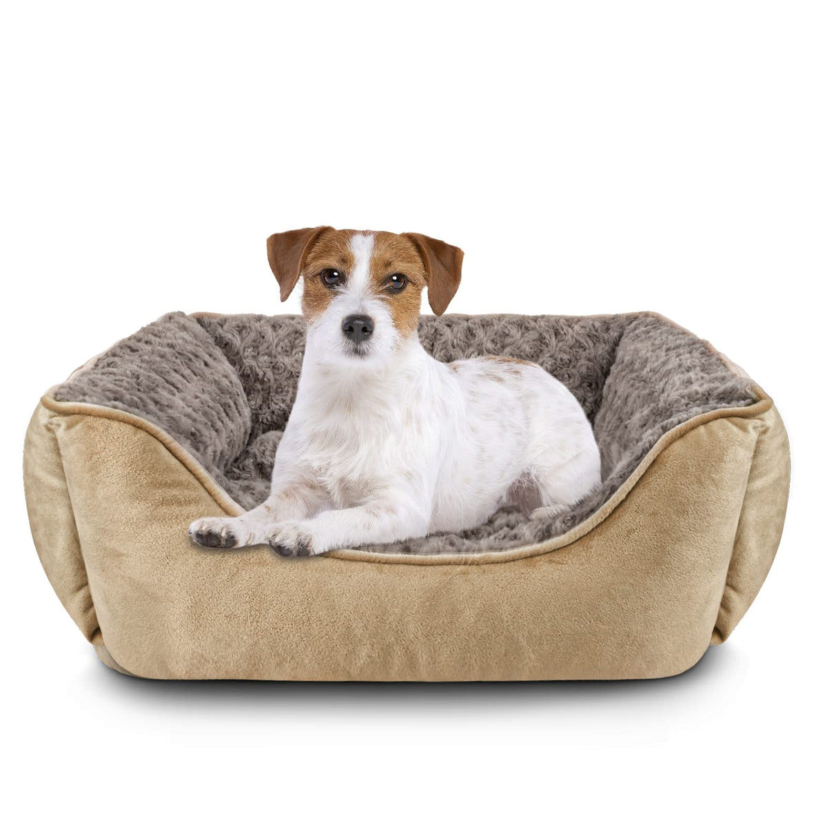 JOEJOY Dog Bed Medium - Washable Rectangle Dog Beds, Anti-Anxiety, Soft Plush Non-Slip Bottom Pet Bed - Small | Medium | Large Size Mattress Mat, Grey