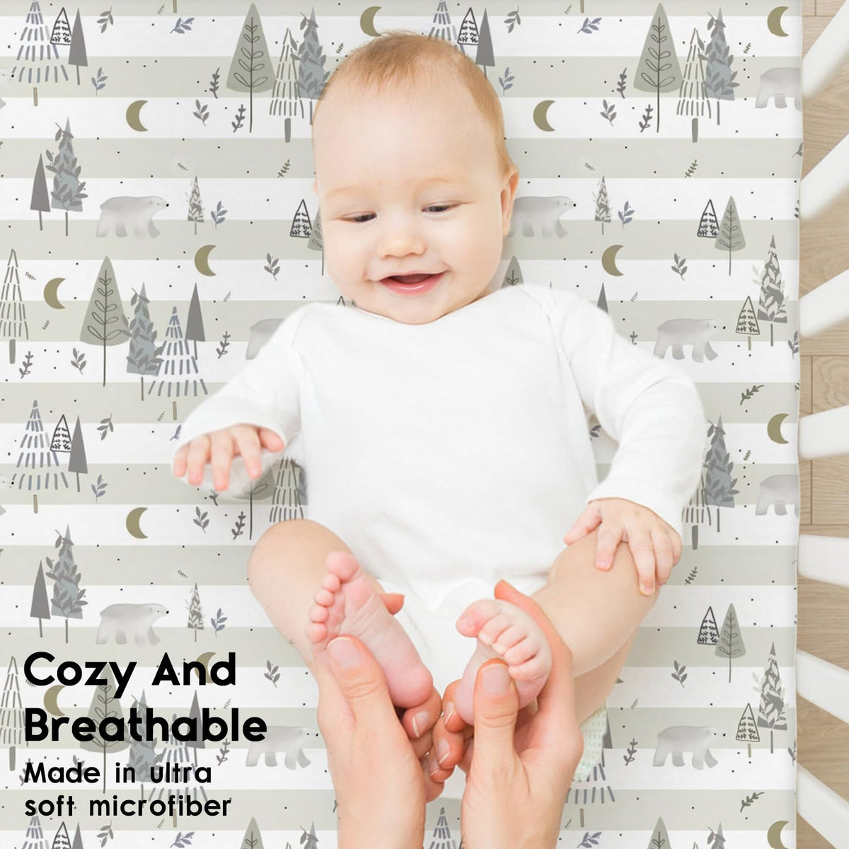 Yoofoss Moses Basket Sheets 41 x 84 cm, Fitted Soft & Breathable Microfiber Pram Sheet for Newborn Baby Boy and Girl, Crib Bassinet Mattress Protector Snuzpod Bedside 2 Pack