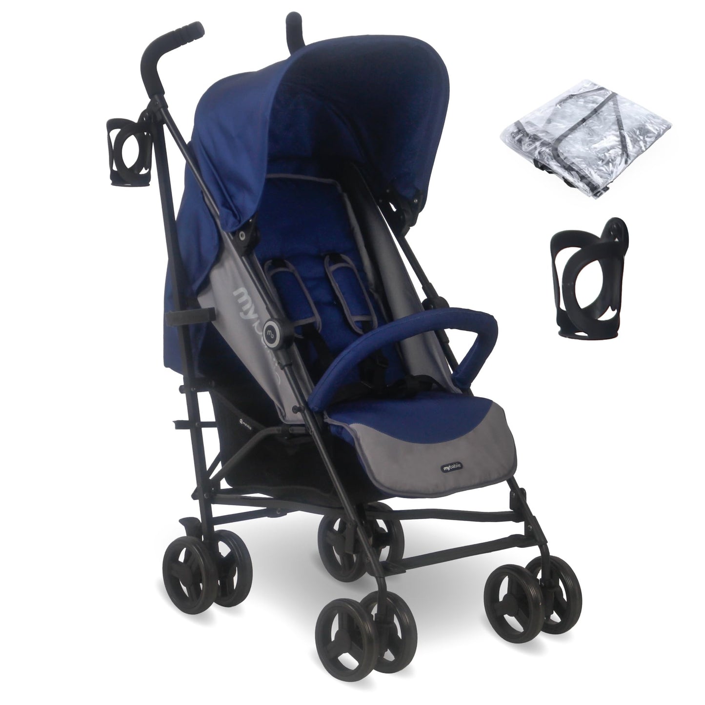 My Babiie MB02 Plus Stroller - from Birth to 4 Years (22kg), Lightweight & Compact Umbrella Fold, Travel Buggy for Toddlers, Pushchair Includes Cup Holder and Rain Cover - Pink & Grey