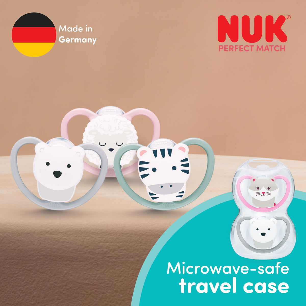 NUK Perfect Match Air Baby Dummies | 6-18 Months | Orthodontic Soothers that Promote Air Flow & Prevent Drool Rash | 95% Baby Acceptance** | Assorted | 4 Count