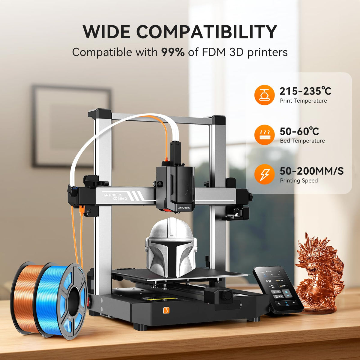 TECBEARS Matte PLA Filament 1.75mm, 600mm/s Rapid Print, 1kg Sky Blue