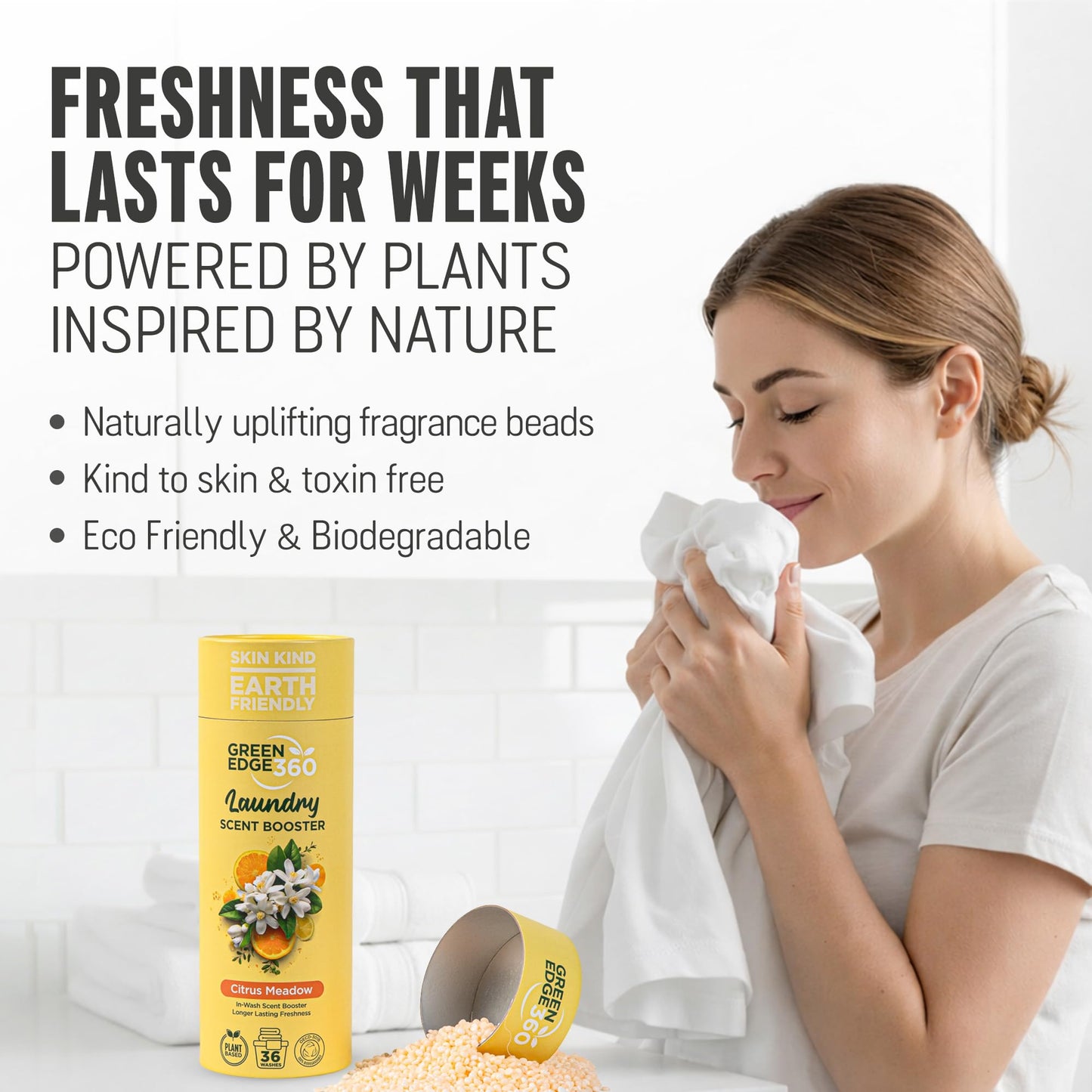 Green Edge 360 Long Lasting in Wash Scent Booster Beads 750g Premium Natural Laundry Perfume Plastic Free Scent Beads Biodegradable Eco Friendly (Forest Fresh)