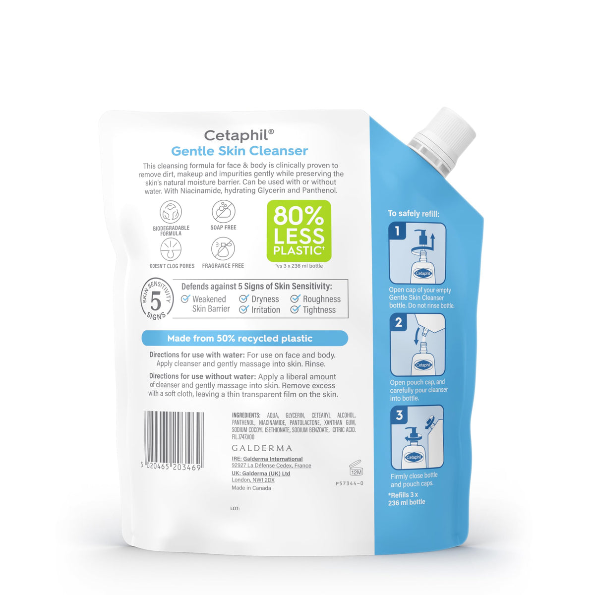 Cetaphil Gentle Skin Cleanser, 473ml, Face & Body Wash, For Normal To Dry Sensitive Skin, With Niacinamide & Glycerin, Soap Free, Packaging May Vary