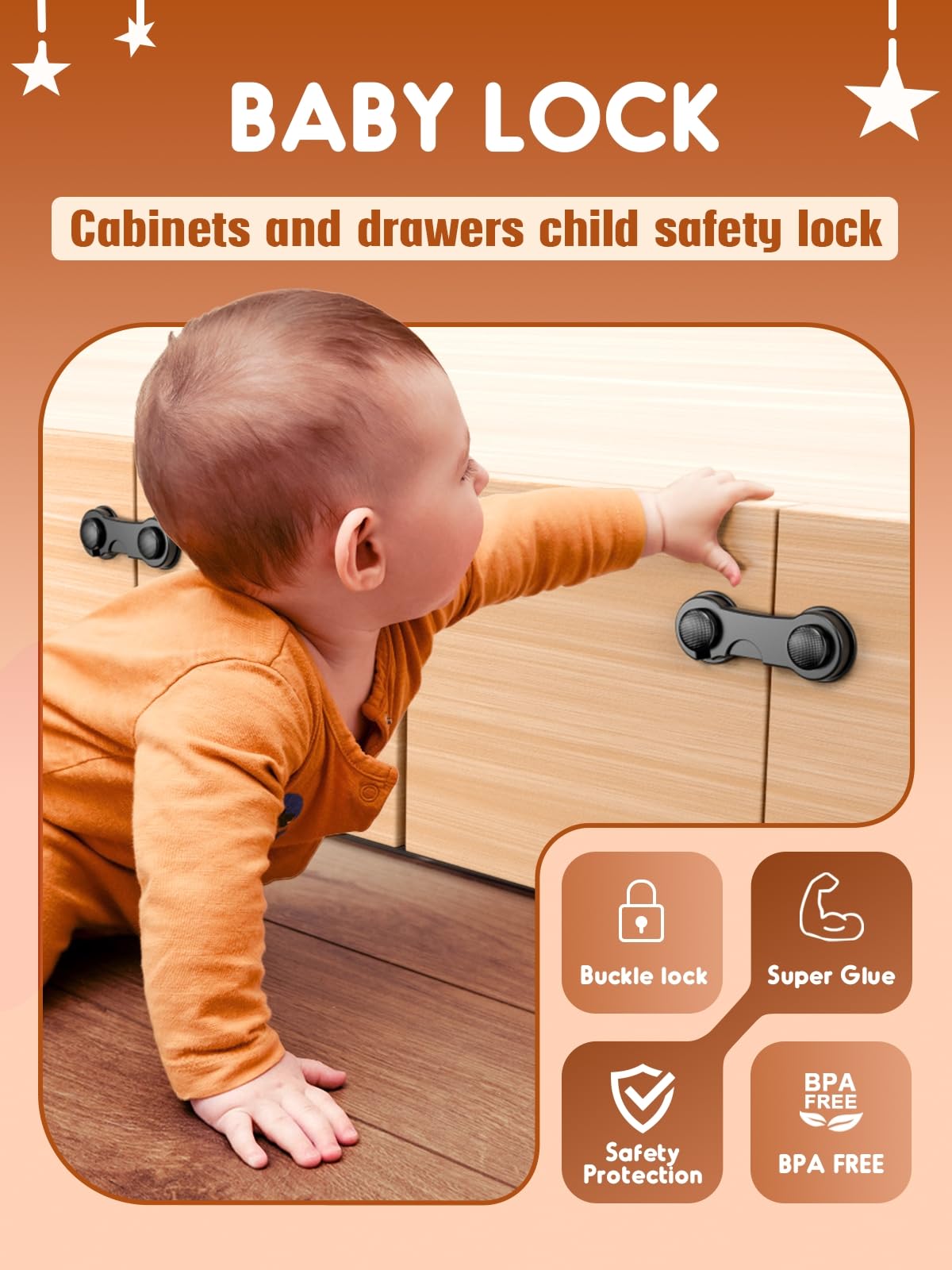 Cupboard Locks for Children 12 Pack - White