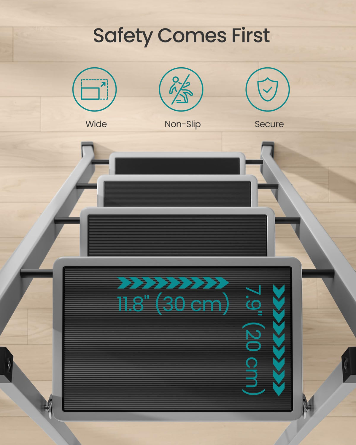 SONGMICS 2-Step Ladder, Folding Step Ladder, Safety, Holds up to 150KG