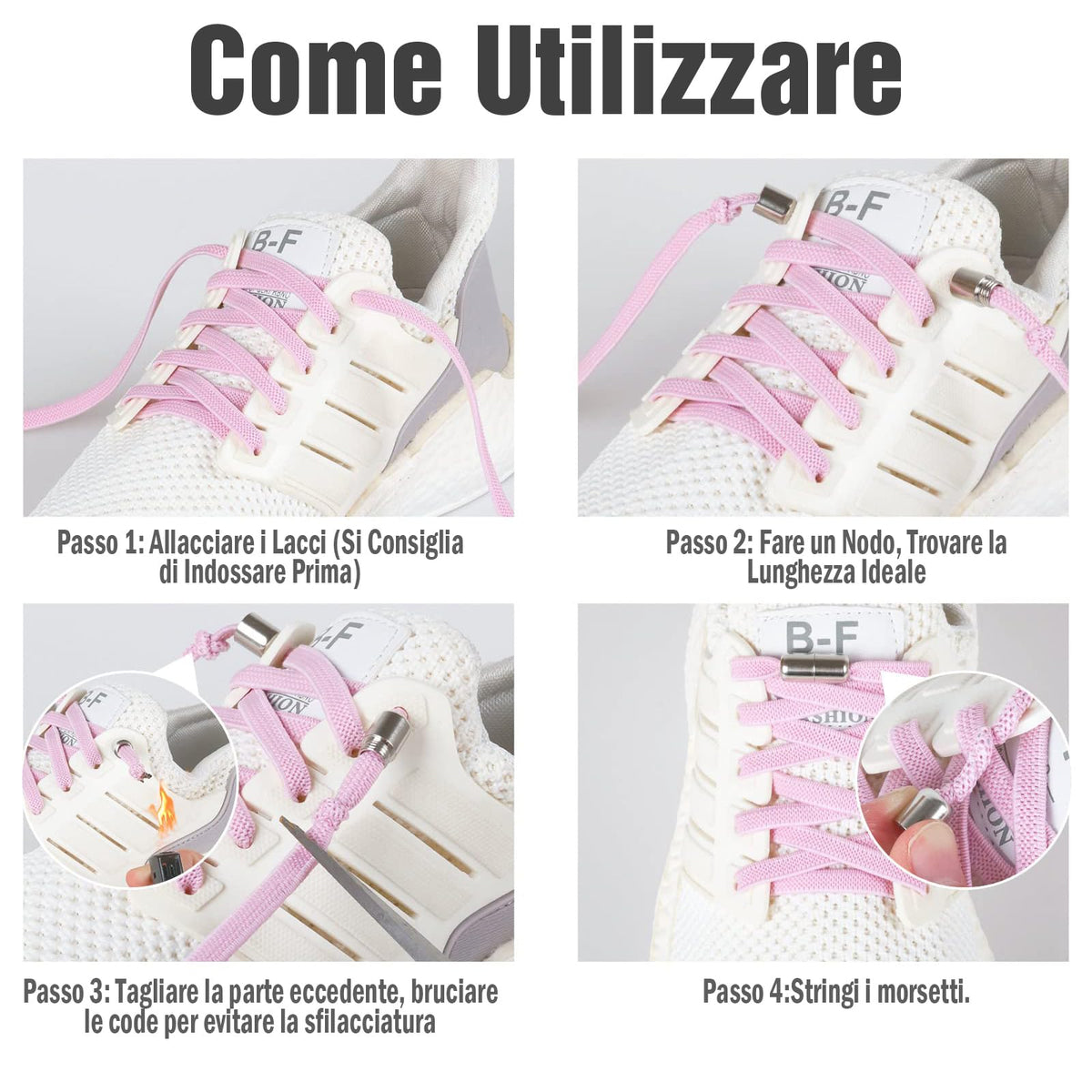 Handshop 2 Pairs Elastic Laces, No Tie Shoelaces for Trainers