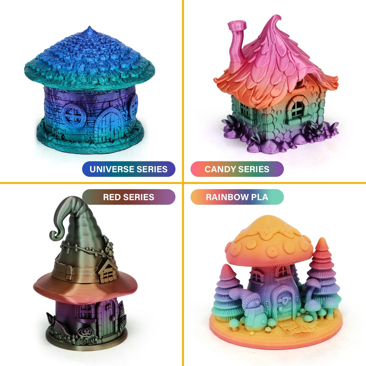 Reprapper 4X 250g Color Pack – Dual Color PLA Filament 1.75mm for 3D Printer & 3D Pen, Multicolour Filament, 4 x 250g Matte Red/Blue, Matte Purple/Green, Silk Red/Blue, and Silk Purple/Green