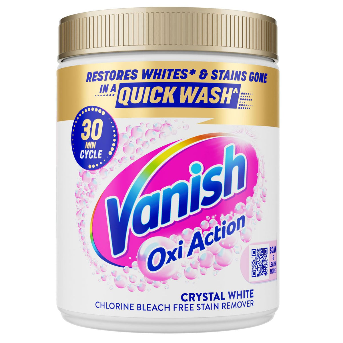 Vanish Stain Remover, Gold Oxi Action Powder, 470g, Restores Whites and Protects Laundry from Greying, Removes Stains, Odours Laundry Detergent Leave Behind, Bleach Free
